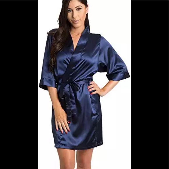 Navy Blue Satin Robe, Mother Of The Bride - Picture 2 of 3